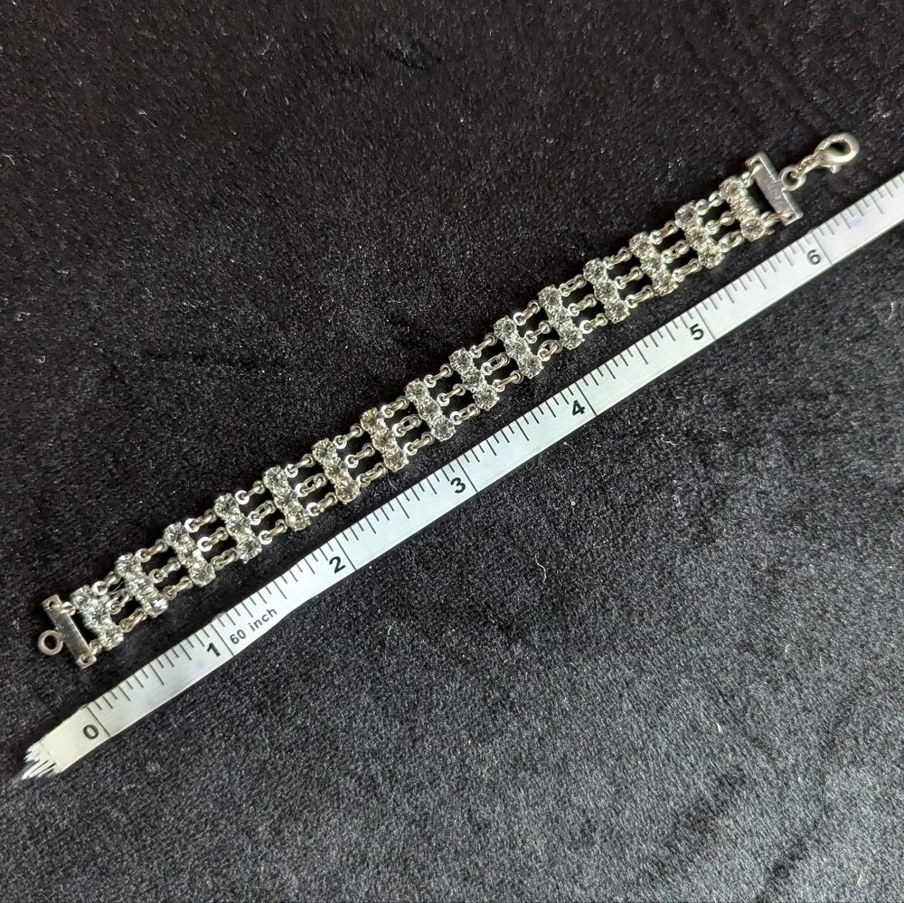 Silver Rhinestone Tennis Bracelet 3 Row